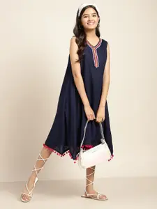 Sangria Girls Embroidered Detail A Line Dress