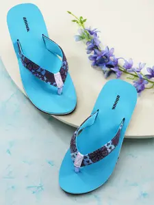 Anouk Women Blue Printed Thong Flip-Flops