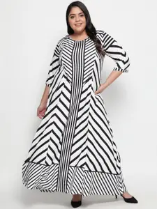 Amydus Women Plus Size White Maxi A-Line Dress