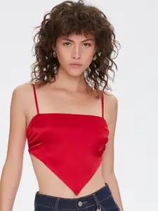 FOREVER 21 Women Red Fitted Crop Top