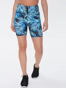 FOREVER 21 Women Blue Floral Printed Mid-Rise Regular Shorts