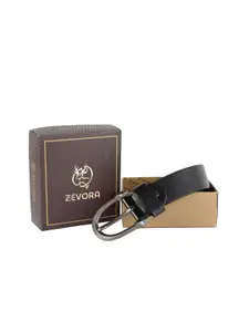 ZEVORA Men Black Textured PU Belt