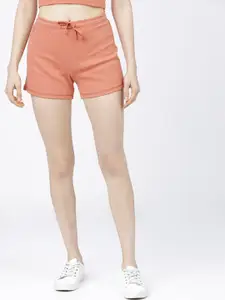 Tokyo Talkies Women Orange Mid-Rise Regular Shorts