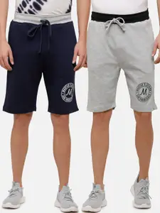 MADSTO Men Navy Blue Mid-Rise Regular Shorts