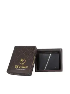 ZEVORA Men Black Textured PU Two Fold Wallet