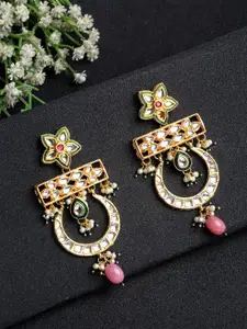 Ruby Raang Gold-Toned & Gold-Plated Contemporary Drop Earrings