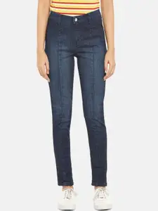 People Women Blue Skinny Fit Light Fade Panelled Pure Cotton Jeans