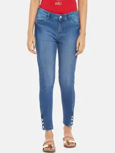 People Women Blue Slim Fit Light Fade Jeans