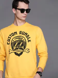 Ducati Men Yellow & Black Brand Logo Printed Sweatshirt