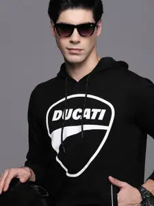 Ducati Men Black Printed Hooded Sweatshirt