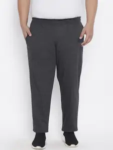 bigbanana Plus Size Men Charcoal Grey Solid Trackpant