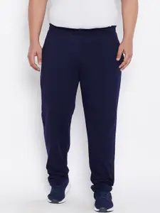 bigbanana Plus Size Men Navy Blue Solid Trackpant