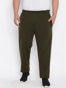 bigbanana Plus Size Men Olive Green Solid Trackpant