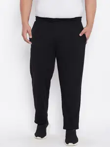 bigbanana Plus Size Men Black Solid Trackpant