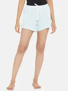 Dreamz by Pantaloons Women Blue Striped Mid-Rise Regular Shorts
