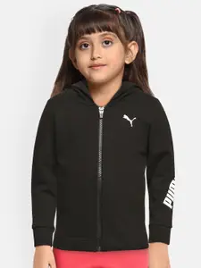 Puma Girls Black Modern Sports Full-Zip Hooded DryCell Sweatshirt
