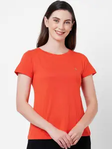 SOIE Women Orange Printed Sleep Shirts