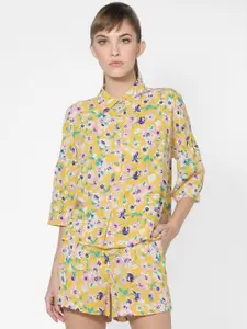 ONLY Women Yellow & Pink Floral Printed Casual Shirt