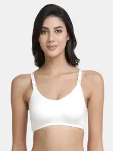 Inner Sense White Solid Non-Wired Non Padded Maternity Sustainable Bra IMB004F