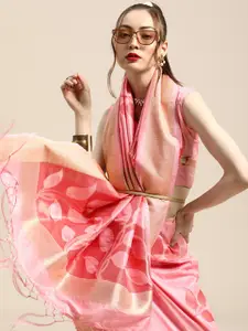 Saree mall Floral Silk Blend Saree with Sleek border