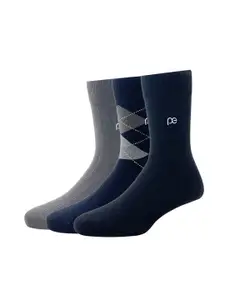 Peter England Men Pack Of 3 Patterned Calf-Length Socks