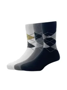 Peter England Men Pack Of 3 Patterned Calf-Length Socks