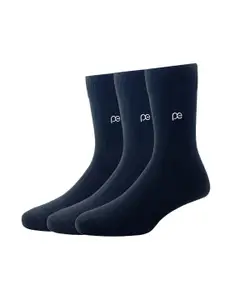 Peter England Men Pack Of 3 Black Solid Calf-Length Socks