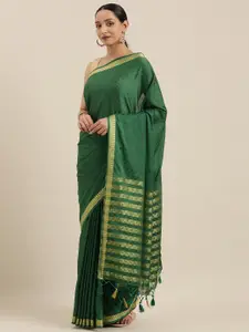 MIMOSA Green Poly Crepe Self-Design Mysore Silk Saree
