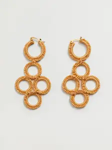 MANGO Coral Orange Circular Drop Earrings