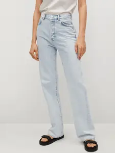 MANGO Women Blue Straight Fit High-Rise Jeans