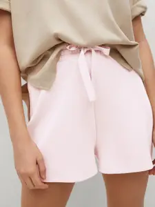 MANGO Women Pink Solid Regular Fit Shorts