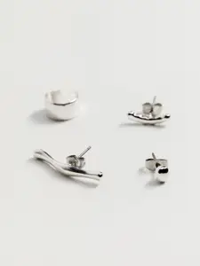 MANGO Set of 4 Silver-Toned Earrings