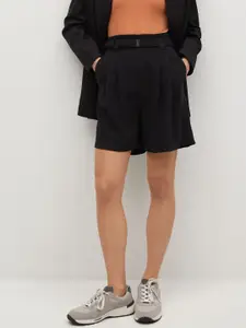 MANGO Women Black Solid Regular Fit Shorts