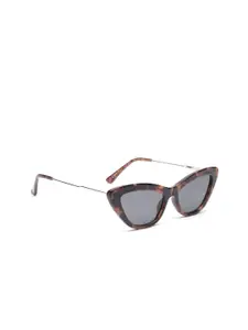 MANGO Women Grey Lens & Tortoise Shell Brown UV Protected Cateye Sunglasses 87024032-32