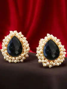 Peora Black & Gold-Plated Classic Studs