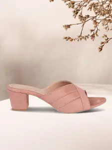 Bella Toes Women Pink Solid Suede Block Heels