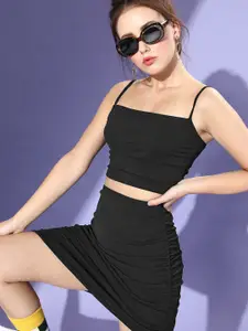 Veni Vidi Vici Women Stylish Black Solid Co-Ords Dress