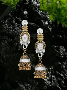 YouBella Silver-Toned Dome Shaped Jhumkas