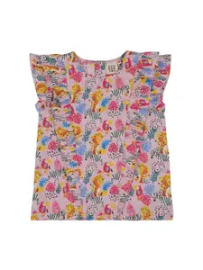 Ed-a-Mamma Pink & Yellow Printed Pure Cotton Regular  Sustainable Top