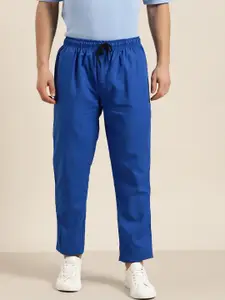 SOJANYA Men Navy Blue Pure Cotton Solid Track Pants