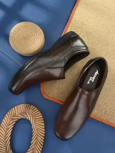 Azzaro Black Men Brown Solid Formal Slip-Ons