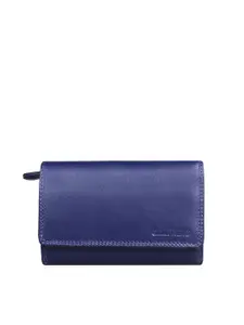 CALFNERO Women Purple & Red Solid Three Fold Wallet