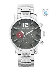 Fastrack Men Grey & Silver-Toned Analogue Watch 3227SM01