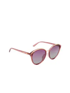 Ted Smith Women Purple Lens & Pink Oval Sunglasses with Polarised Lens