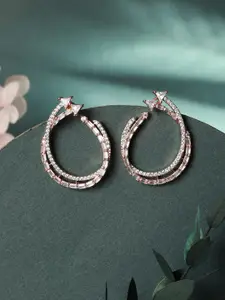 Saraf RS Jewellery White Circular Half Hoop Earrings
