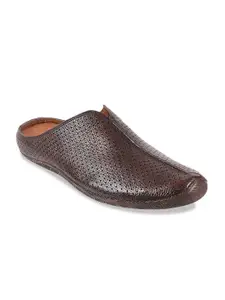 Mochi Men Brown Leather Shoe-Style Sandals