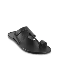 Mochi Men Black Leather Comfort Sandals