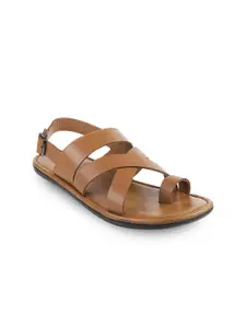 Mochi Men Tan Brown Leather Comfort Sandals
