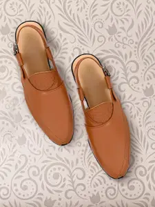 House of Pataudi Men Tan Brown Solid Shoe-Style Sandals