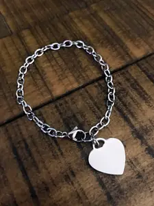 Yellow Chimes Woman Silver Plated Stainless Steel Chain Heart Charm Bracelet